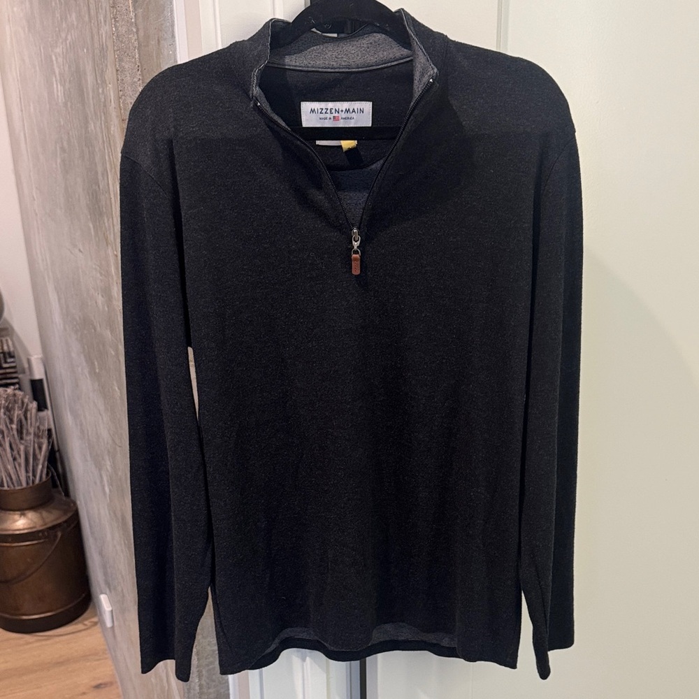 Mizzen+Main Charcoal Zip-Up Men's Sweater